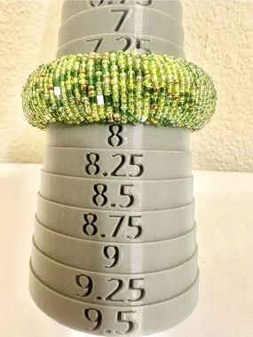 7.75” DaVinci Green Beaded Boho Bangle